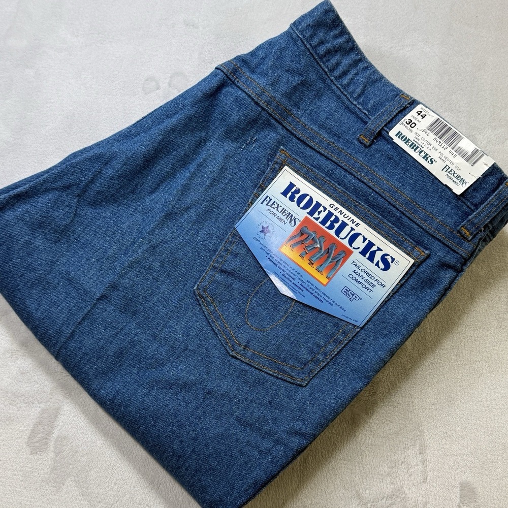 Vintage Roebucks Flex Jeans 44x30 USA Made Deadstock NWT Sears Denim 80s‎ 90s